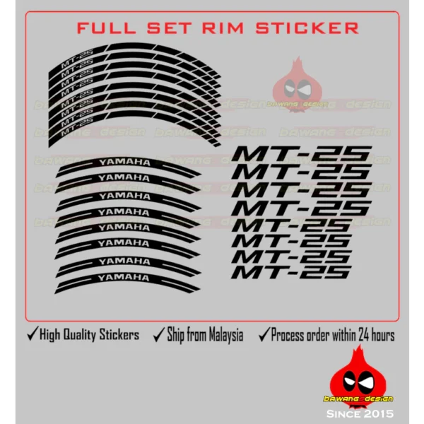 Full Set Rim Stickers For MT15/MT25/MT07/MT09/R25/R15