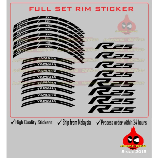 Full Set Rim Stickers For MT15/MT25/MT07/MT09/R25/R15