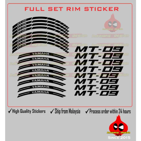 Full Set Rim Stickers For MT15/MT25/MT07/MT09/R25/R15