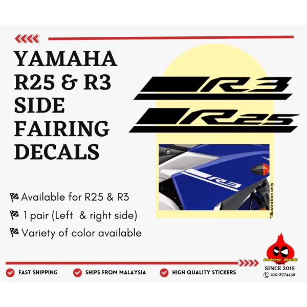 Yamaha R3 / R25 fairing decals (1 pair)